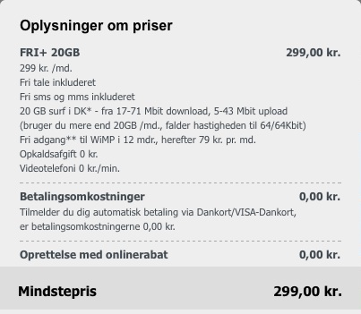 Her er et eksempel på et knapt så billigt mobilabonnement Find ud af, om du har det billigste mobilabonnement i forvejen - ellers bør du skifte!