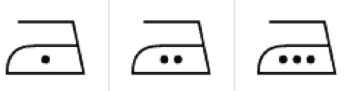 Stryg tøjet ved den angivne temperatur